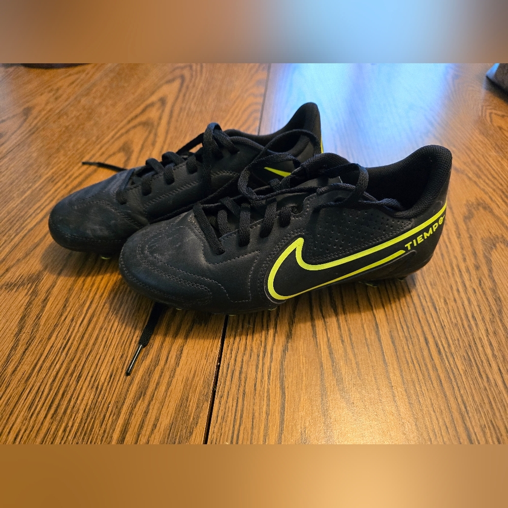Nike Kids Black and Yellow Tiempo Sneakers